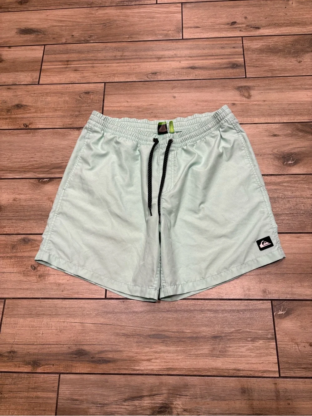 Quiksilver Mens Size L Light Mint Green Recycled Drawstring Swim Trunks Shorts